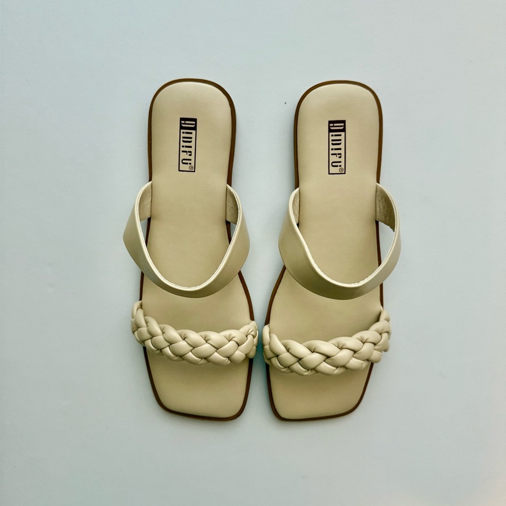 Beige Braided Slides